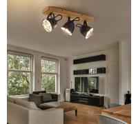 Binario Faretti Spot Luci Soggiorno Plafoniera Campagna Orientabile 3xE14 Legno [EEK: Non valutato]