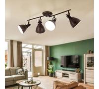 Binario Faretti Spot Plafoniera Lampada 4 Fiamma E14 Orientabile Ruggine Metallo [EEK: Non valutato]