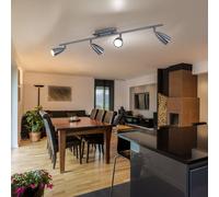 Binario Faretti Spot Plafoniera Lampada 4 Fiamma GU10 Orientabile Nichel