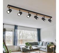 Binario Faretti Spot Plafoniera Lampada Legno Nero Regolabile 6-Flammig [EEK: Non valutato]