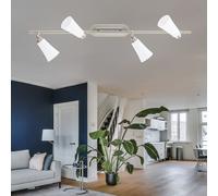 Binario Faretti Spot Plafoniera Punti Flessibile Bianco Argento Opaco Lungo 78cm [EEK: Non valutato]