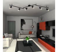 Binario Faretti Spot Plafoniera Regolabile da Soffitto Nero 6 Fiamma L 180 CM [EEK: Non valutato]