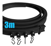 Binario flessibile per tenda da soffitto, 3 m, con ruote silenziose, ideale per finestre della doccia, divisori per camper, privacy e decorazione per la casa, colore nero