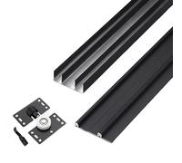 Binario for porta scorrevole for armadio in alluminio, binari in alluminio a 2 binari con programma di puleggia, funzionamento silenzioso e regolare(Black,120cm)