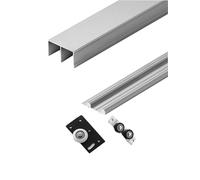 Binario for porta scorrevole for armadio, kit completo con rulli superiori/inferiori, portata 60 kg - scorrimento silenzioso for porte in legno(Grey,280cm/9.2ft Length)