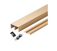 Binario for porta scorrevole for armadio, kit completo con rulli superiori/inferiori, portata 60 kg - scorrimento silenzioso for porte in legno(Gold,240cm/7.9ft Length)