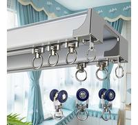 Binario for tenda a doppia, divisorio silenzioso da soffitto facile da installare Binari in alluminio for Soggiorno Camera E Bagno(White,605cm)