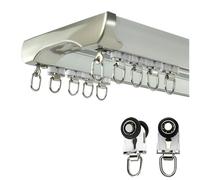 Binario for tenda a doppia, divisorio silenzioso da soffitto facile da installare Binari in alluminio for Soggiorno Camera E Bagno(White,485cm)