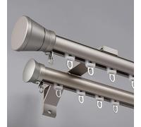 Binario for tende doppio Montaggio a parete, Bastone romano for tende, Alluminio Resistente Binario scorrevole silenzioso, for divisorio Soggiorno Camera da letto(Gray,1.8m(5.9ft))