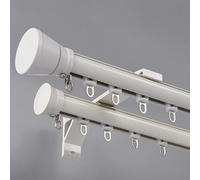 Binario for tende doppio Montaggio a parete, Bastone romano for tende, Alluminio Resistente Binario scorrevole silenzioso, for divisorio Soggiorno Camera da letto(White,2.3m(7.5t))