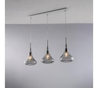 Binario in ferro con vetri grigio pyrex 3 luci Nemesi