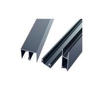 Binario in vetro da 5 mm, set da tre pezzi, adatto for vetrine, librerie, armadi e altri accessori for porte scorrevoli, argento, nero(Black,160cm)