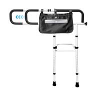 Binario per letto per anziani, altezza regolabile, con luce attivata dal movimento e tasca portaoggetti pieghevole a 180°, per sicurezza e post-chirurgia, prevenzione delle cadute, resiste a 136 kg