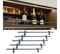 Binario Per Mensole 5 Binari Metallici per Mensole Portabottiglie - Barriera di Protezione per Mensole, Barriera Decorativa Anticaduta, Supporti per Mensole Aperte(Gray,30in (76cm))