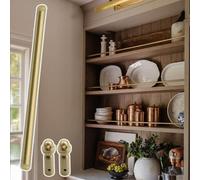 Binario Per Mensole Barra Anticaduta In Ottone Anticato per Ripiani In Legno, 2 Montanti di Protezione per Cantinette Vino, Staffa di Fissaggio per Sponda di Ripiani da Cucina(56cm(22"))