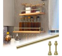 Binario per Mensole Guide Lunghe Ottone Ripiani/Protezione Bordi Armadietti | Ribaltabile Oro Spazzolato Montanti, Kit Binario Decorativo Galleria Lungo 38 64 89 114 140 165 191 216 cm(B,77inch/195.6cm)