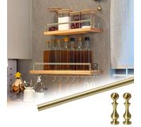 Binario per Mensole Guide Lunghe Ottone Ripiani/Protezione Bordi Armadietti | Ribaltabile Oro Spazzolato Montanti, Kit Binario Decorativo Galleria Lungo 38 64 89 114 140 165 191 216 cm(A,77inch/195.6cm)