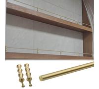 Binario Per Mensole Guide per Ripiani con Bordo In Ottone, Ringhiera Anticaduta per Scarpiere/librerie da 60, 76, 80, 90, 100, 120, 150 cm, Montanti Decorativi In tondino(100cm(39 3/8"))