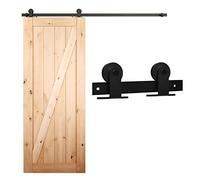 Binario per Porta Scorrevole 122cm Kit Porta Scorrevole Nera per 1 Porte Scorrevoli Interno Esterno Muro 61cm Larga, Piccola Ruota T-forma