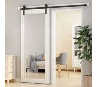 Binario per Porta Scorrevole 153cm Kit Porta Scorrevole Nera per 1 Porte Scorrevoli Interno Esterno Muro 76cm Larga, Piccola Ruota J-forma