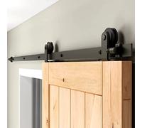 Binario per Porta Scorrevole 153cm Kit Porta Scorrevole Nera per 1 Porte Scorrevoli Interno Esterno Muro 76cm Larga, Piccola Ruota T-forma