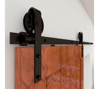 Binario per Porta Scorrevole 153cm Kit Porta Scorrevole Nera per 1 Porte Scorrevoli Interno Esterno Muro 76cm Larga, Centrale Ruota J-forma