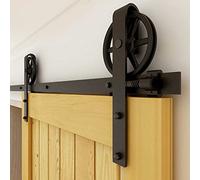 Binario per Porta Scorrevole 173cm Kit Porta Scorrevole Nera per 1 Porte Scorrevoli Interno Esterno Muro 86cm Larga, Grande Ruota J-forma