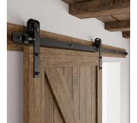 Binario per Porta Scorrevole 173cm Kit Porta Scorrevole Nera per 1 Porte Scorrevoli Interno Esterno Muro 86cm Larga, Piccola Ruota J-forma