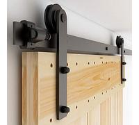 Binario per Porta Scorrevole 183cm Kit Porta Scorrevole Nera per 1 Porte Scorrevoli Interno Esterno Muro 91cm Larga, Piccola Ruota I-forma