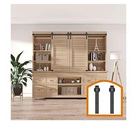 Binario per Porta Scorrevole, 2.5-8ft. Stile personalizzato Interior Super Mini Sliding Barn Door Hardware Hardware Nero Roller Rails Armadio Armadio Armadio Cabinet Kit(5FT SIngle Door)