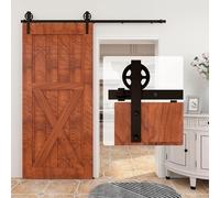 Binario per Porta Scorrevole 214cm Kit Porta Scorrevole Nera per 1 Porte Scorrevoli Interno Esterno Muro 107cm Larga, Centrale Ruota J-forma