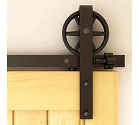 Binario per Porta Scorrevole 244cm Kit Porta Scorrevole Nera per 1 Porte Scorrevoli Interno Esterno Muro 122cm Larga, Grande Ruota J-forma