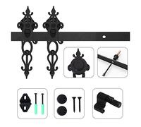 Binario per Porta Scorrevole, 2m-6m. Kit hardware for porta fienile scorrevole 7t-20ft. industriale del rullo dell'armadio della ferrovia for la porta in legno singolo(15FT 457cm)
