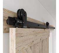 Binario per Porta Scorrevole 366cm Kit Porta Scorrevole Nera per 1 Porte Scorrevoli Interno Esterno Muro 183cm Larga, Piccola Ruota T-forma