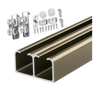 Binario per porta scorrevole 4ft 5ft 6ft 8ft 10ft 20ft 12ft Aluminium Double Pocket Door Hardware Kit, Bypass Closet Sliding Door Track Kit For 2 Door System,Slide Smoothly Quietly(Champagne,17ft)