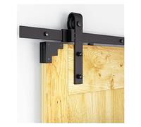 Binario per Porta Scorrevole, 5FT-10FT. Rustico Nero Black Classic Rail Sliding Barn Kit Kit Hardware Hardware Barn Porta in legno Scorrimento con cinturino di tracciamento ruota(195cm)