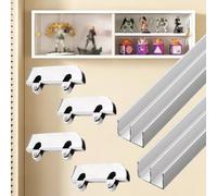 Binario per Porta Scorrevole Binario Autoadesivo Extra-lungo per Porte Scorrevoli di Vetrine, Ferramenta Personalizzabile per Porte Vetro Sistema a 2 Ante, Kit Binari(147cm(57 7/8"))