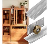Binario per Porta Scorrevole Binario Doppio per Porta Scorrevole per Libreria, Kit di Ferramenta Ante di Armadi con Rulli in Ottone, Binario Personalizzabile per Ante di Armadi(250cm(98 3/8"))