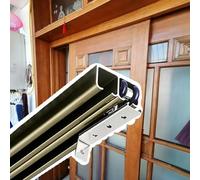 Binario per Porta Scorrevole Binario Doppio Scorrevole Bypass per Porta a Scomparsa per 2 Ante, 86 90 106 130 cm, Kit di Ferramenta per Ante a Scomparsa per Armadi, Guida di Scorrimento(350cm/11.5ft)