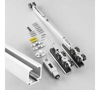 Binario per Porta Scorrevole Binario per Porta Bypass Montato in Alto con Rulli Lisci, Clicca per Aprire Il Binario per Porta Scorrevole Moderna, Kit di Fissaggio per Porta(White,2.2m(7.2ft))