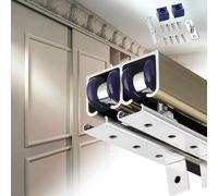 Binario per Porta Scorrevole Binario per Porta Scorrevole a Scomparsa Doppia 61 71 91 122 Cm, Binari per Porte Scorrevoli per Armadi con Ruote, Kit Ferramenta per Porta a Battente Bypass in Alluminio,