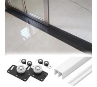 binario per porta scorrevole Binario per porta scorrevole in vetro per spessori da 1,5-1,8 cm, kit di binari per porta dell'armadio, set di binari per porta a scomparsa(Silver,3 FT/0.9 m)
