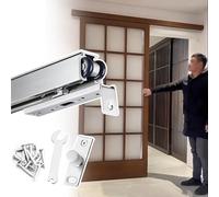 Binario per Porta Scorrevole Binario per Porta Scorrevole Interna con Apertura e Chiusura Ammortizzata, Binario Bypass per Porta a Battente, Kit Rulli per Porta a Scomparsa(Silver,113cm (44.5inch))