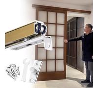 Binario per Porta Scorrevole Binario per Porta Scorrevole Interna con Apertura e Chiusura Ammortizzata, Binario Bypass per Porta a Battente, Kit Rulli per Porta a Scomparsa(Champagne,132cm (52.0inch))