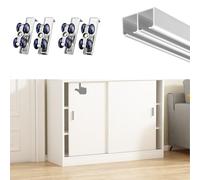 binario per porta scorrevole Binario per Porte Scorrevoli A Doppio Bypass, Kit Ferramenta per Armadi con Scorrimento Fluido, Guida di Scorrimento Corta di Ricambio Mobili(Silver,340cm/133.9in)