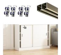 binario per porta scorrevole Binario per Porte Scorrevoli A Doppio Bypass, Kit Ferramenta per Armadi con Scorrimento Fluido, Guida di Scorrimento Corta di Ricambio Mobili(Champagne,70cm/27.6in)