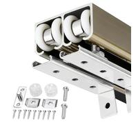 Binario per Porta Scorrevole Binario Scorrevole Superiore a Doppio Binario per 2 Ante, Ferramenta di Ricambio per Porte Scorrevoli a Scomparsa(Champagne,3.0m(9.8 ft))