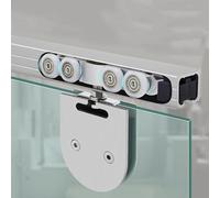 Binario per Porta Scorrevole Binario Superiore per Porta in Vetro con Ferramenta, Kit Binario Scorrevole per Porta in Vetro Senza Telaio, Set di Ferramenta per Porta del Fienile in Alluminio, Binario