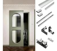Binario per porta scorrevole Ferramenta Per Binari Invisibili Per Porte A Scomparsa, Per Scorrevoli Bidirezionali Con Chiusura Ammortizzata Per In Legno, Tagliabili Su Misura(120in/10ft/305cm)