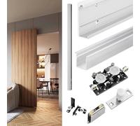 binario per porta scorrevole Ferramenta per porte scorrevoli nascoste per impieghi gravosi, kit per porte fantasma tascabili senza binari, binario per porta bypass(4 wheels,108in/274.32cm)